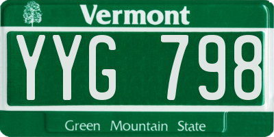 VT license plate YYG798