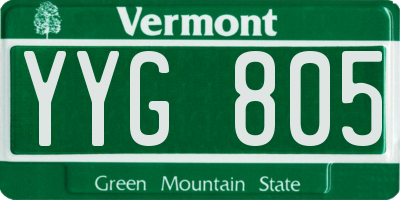 VT license plate YYG805