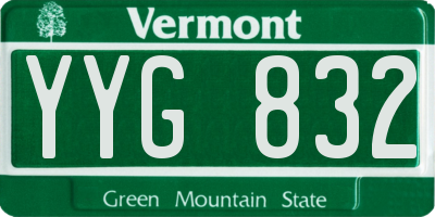 VT license plate YYG832