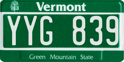 VT license plate YYG839