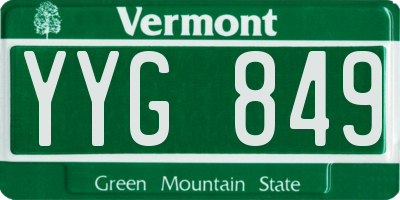 VT license plate YYG849