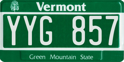 VT license plate YYG857