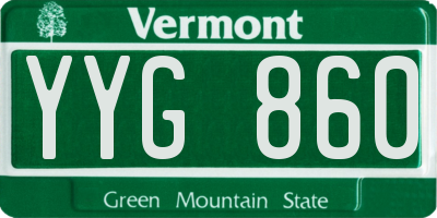 VT license plate YYG860
