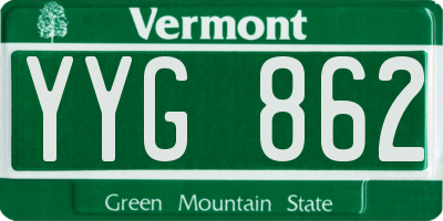 VT license plate YYG862