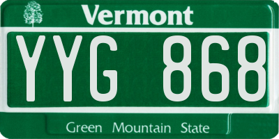 VT license plate YYG868