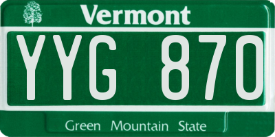 VT license plate YYG870