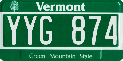 VT license plate YYG874