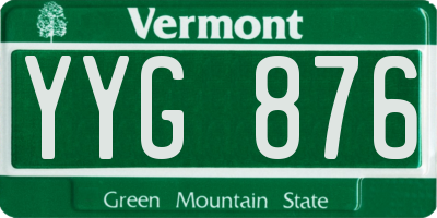 VT license plate YYG876