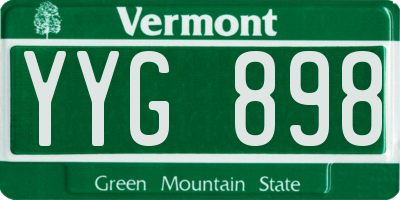 VT license plate YYG898