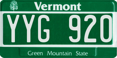 VT license plate YYG920