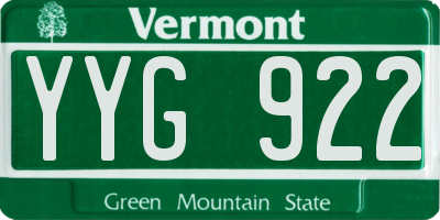 VT license plate YYG922