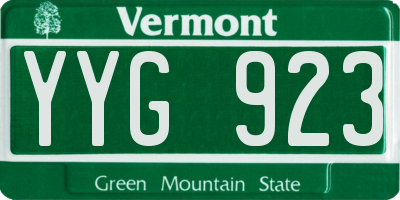 VT license plate YYG923