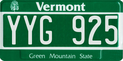VT license plate YYG925