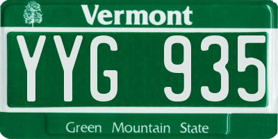 VT license plate YYG935