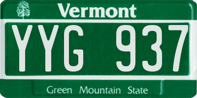 VT license plate YYG937
