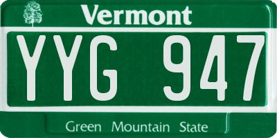 VT license plate YYG947