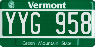 VT license plate YYG958