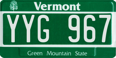 VT license plate YYG967