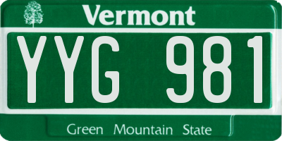 VT license plate YYG981