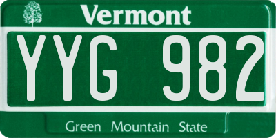 VT license plate YYG982
