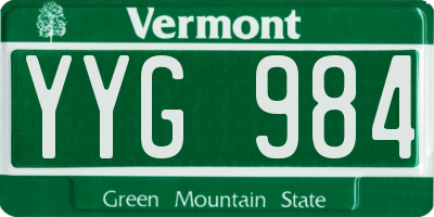 VT license plate YYG984