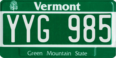 VT license plate YYG985