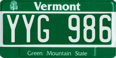 VT license plate YYG986