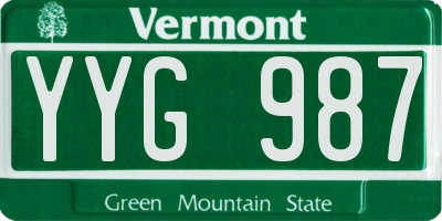 VT license plate YYG987