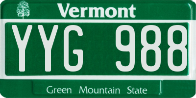 VT license plate YYG988