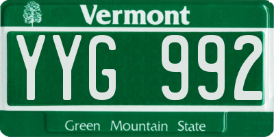 VT license plate YYG992