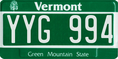 VT license plate YYG994