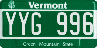 VT license plate YYG996