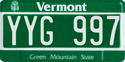 VT license plate YYG997