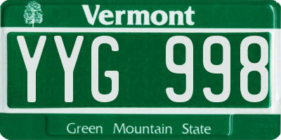 VT license plate YYG998