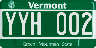 VT license plate YYH002