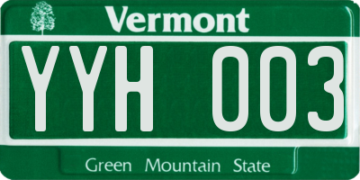 VT license plate YYH003