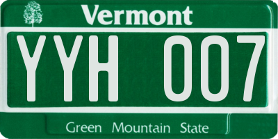 VT license plate YYH007