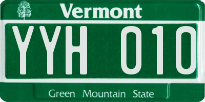 VT license plate YYH010