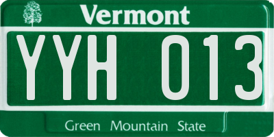 VT license plate YYH013