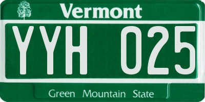 VT license plate YYH025