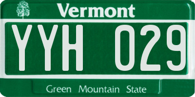 VT license plate YYH029
