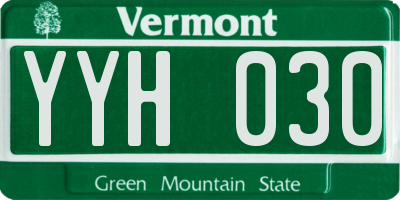 VT license plate YYH030