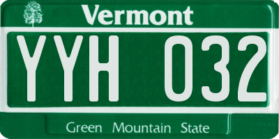 VT license plate YYH032