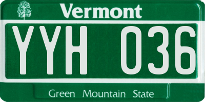 VT license plate YYH036