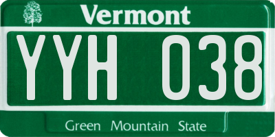 VT license plate YYH038