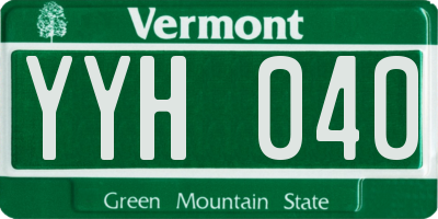 VT license plate YYH040