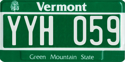 VT license plate YYH059