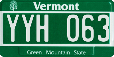 VT license plate YYH063