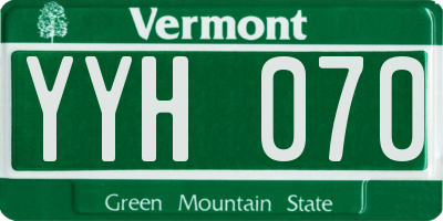 VT license plate YYH070