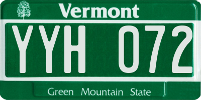 VT license plate YYH072